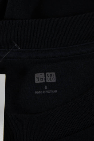 Uniqlo Men Crew Neck Long Sleeve T-Shirt Dark Blue 60/40 Cotton Size S