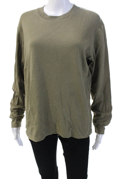 Uniqlo Unisex Basic Green Cotton Long Sleeve T-Shirt Size S