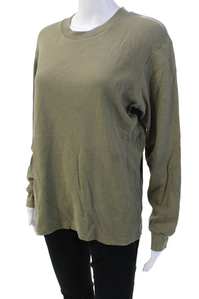 Uniqlo Unisex Basic Green Cotton Long Sleeve T-Shirt Size S