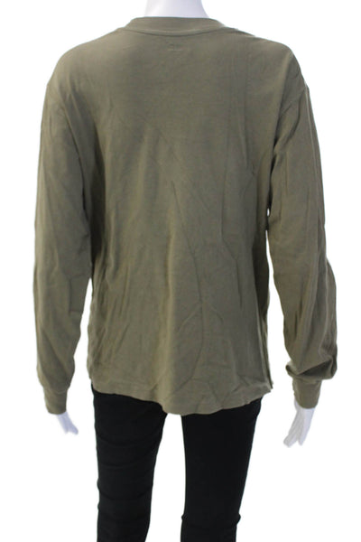 Uniqlo Unisex Basic Green Cotton Long Sleeve T-Shirt Size S