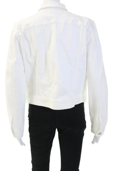 J Crew Womens White Collared Button Long Sleeve Cotton Jacket Size L