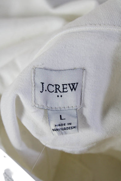 J Crew Womens White Collared Button Long Sleeve Cotton Jacket Size L