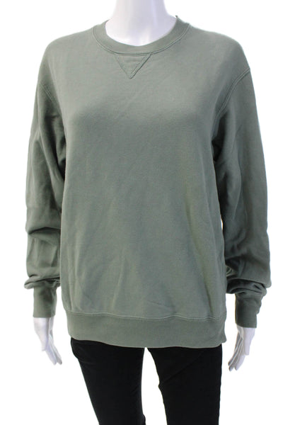 Uniqlo Unisex Pullover Sweatshirt Green 100% Cotton Long Sleeve Size S