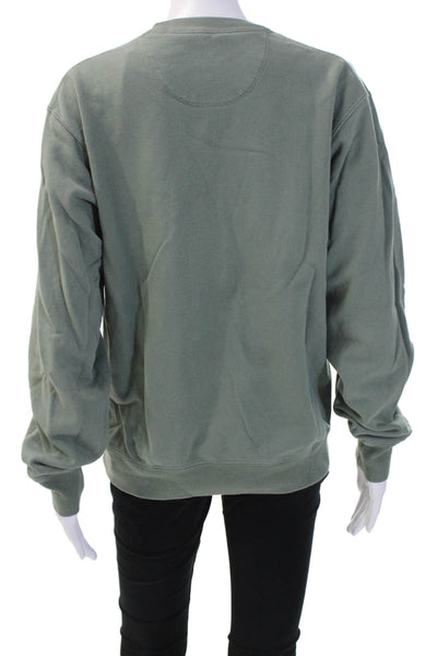 Uniqlo Unisex Pullover Sweatshirt Green 100% Cotton Long Sleeve Size S