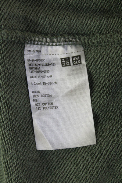 Uniqlo Unisex Pullover Sweatshirt Green 100% Cotton Long Sleeve Size S