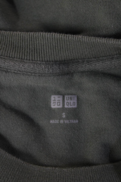 Uniqlo Unisex Pullover Sweatshirt Green 100% Cotton Long Sleeve Size S