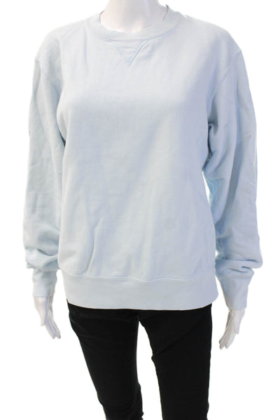Uniqlo Unisex Pullover Sweatshirt Light Blue 100% Cotton Crew Neck Size S