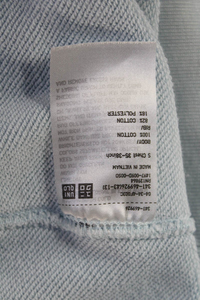 Uniqlo Unisex Pullover Sweatshirt Light Blue 100% Cotton Crew Neck Size S
