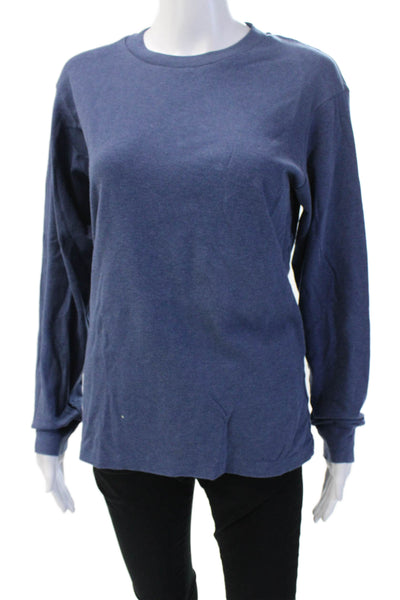 Uniqlo Unisex Basic Jersey Tee Dark Blue Cotton Crew Longsleeve Solid Size S