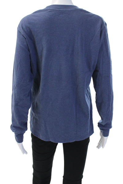 Uniqlo Unisex Basic Jersey Tee Dark Blue Cotton Crew Longsleeve Solid Size S