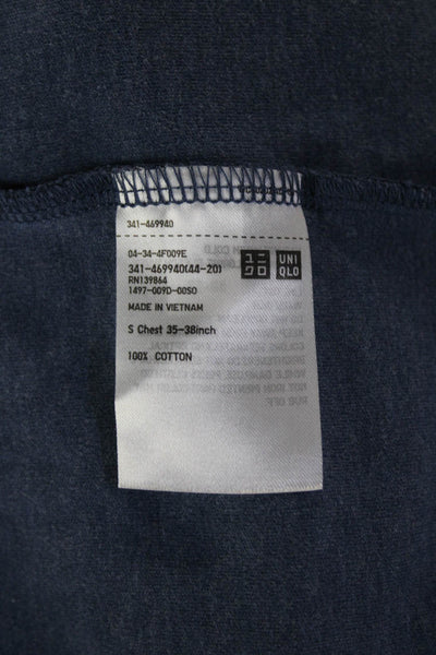 Uniqlo Unisex Basic Jersey Tee Dark Blue Cotton Crew Longsleeve Solid Size S
