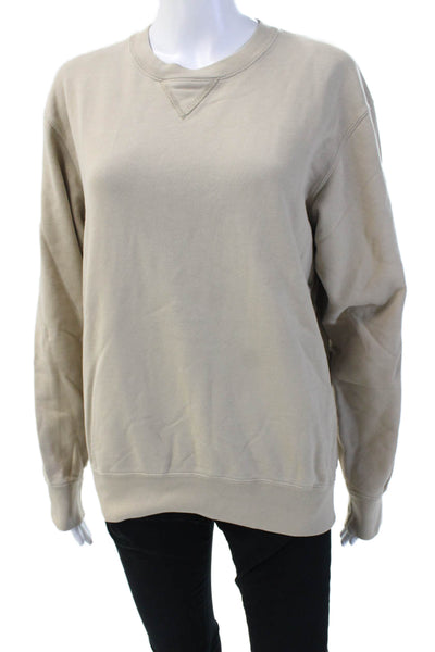 Uniqlo Unisex Pullover Sweatshirt Beige Cotton Crew Neck Long Sleeve Size S