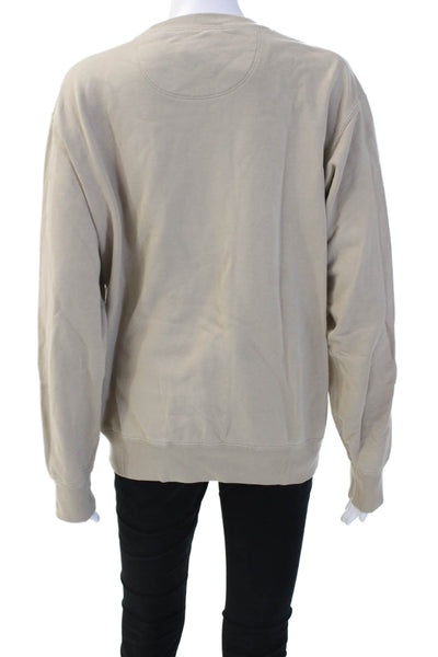 Uniqlo Unisex Pullover Sweatshirt Beige Cotton Crew Neck Long Sleeve Size S