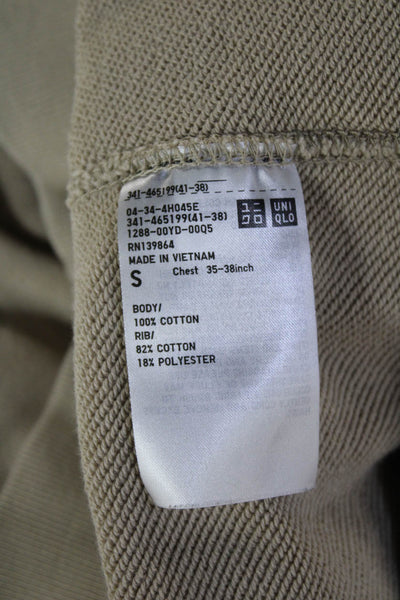 Uniqlo Unisex Pullover Sweatshirt Beige Cotton Crew Neck Long Sleeve Size S