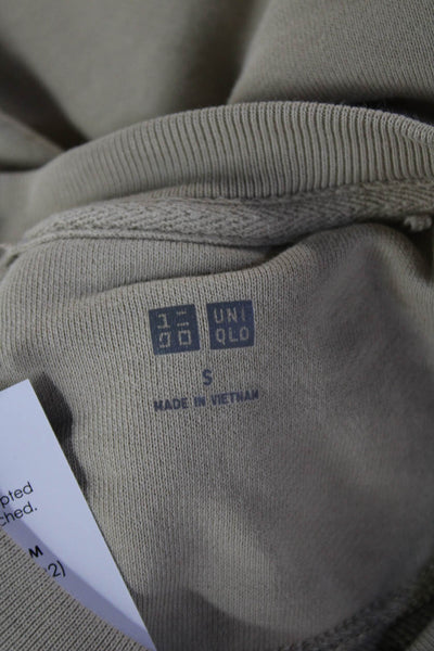Uniqlo Unisex Pullover Sweatshirt Beige Cotton Crew Neck Long Sleeve Size S