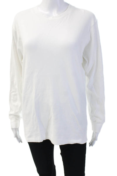 Uniqlo Unisex Long Sleeve Basic T-Shirt White 100% Cotton Size S
