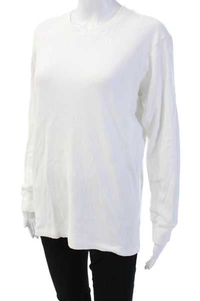 Uniqlo Unisex Long Sleeve Basic T-Shirt White 100% Cotton Size S