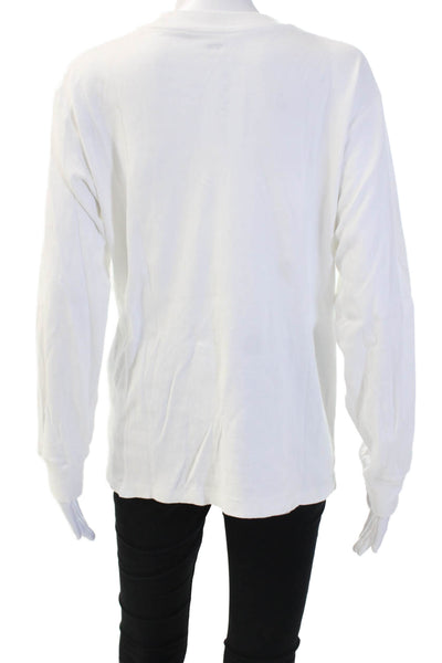 Uniqlo Unisex Long Sleeve Basic T-Shirt White 100% Cotton Size S
