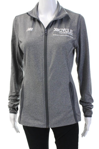 New Balance Women Windbreaker Jacket Dark Gray Zip Collared Size S