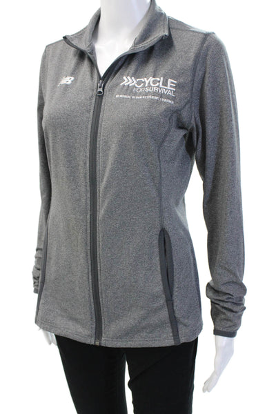New Balance Women Windbreaker Jacket Dark Gray Zip Collared Size S