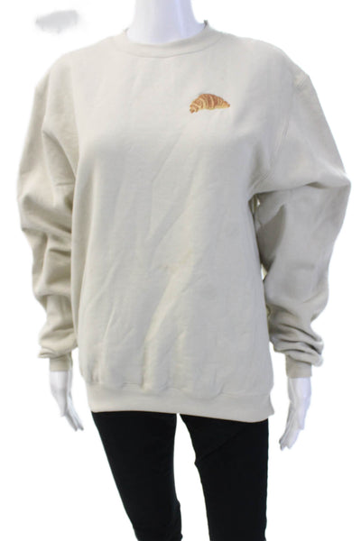 Champion Unisex Beige Pullover Sweatshirt Crew Neck Funny Size S
