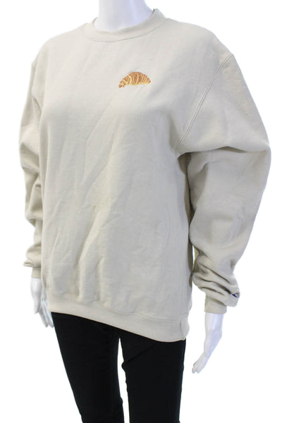 Champion Unisex Beige Pullover Sweatshirt Crew Neck Funny Size S