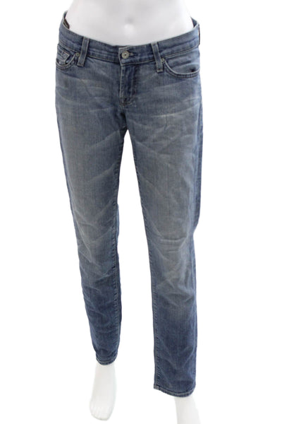 7 For All Mankind Womens Straight Jeans Blue Low Rise Size 25