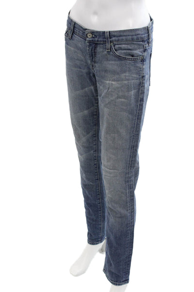 7 For All Mankind Womens Straight Jeans Blue Low Rise Size 25