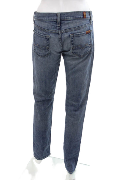 7 For All Mankind Womens Straight Jeans Blue Low Rise Size 25