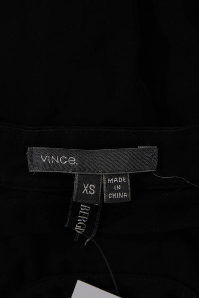 Vince Women Black Basic V-Neck 3/4 Sleeve Silk Blend Blouse Size XS