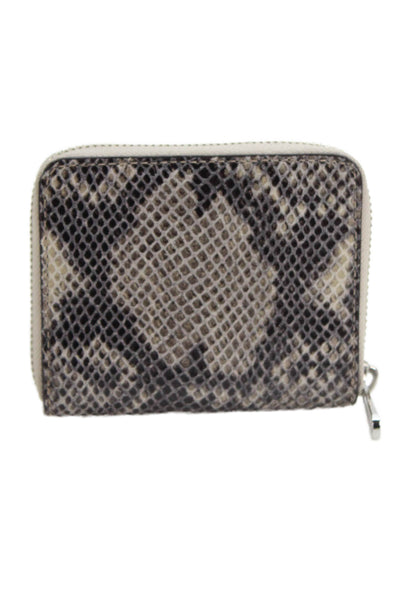Michael Kors Womens Snakeskin Print Zip-Around Card Wallet Biege
