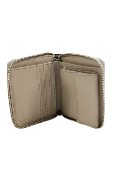 Michael Kors Womens Snakeskin Print Zip-Around Card Wallet Biege