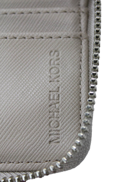 Michael Kors Womens Snakeskin Print Zip-Around Card Wallet Biege