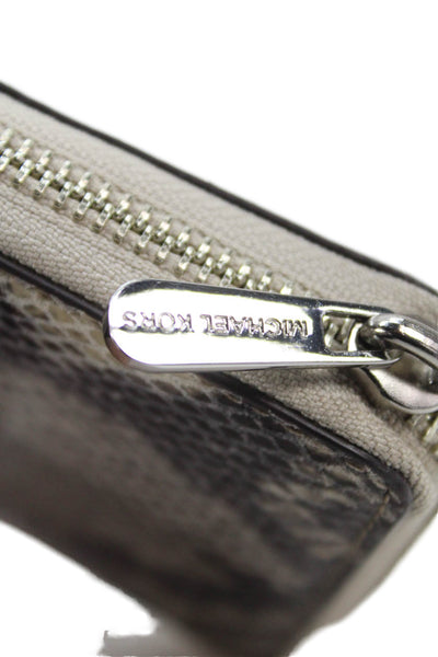 Michael Kors Womens Snakeskin Print Zip-Around Card Wallet Biege