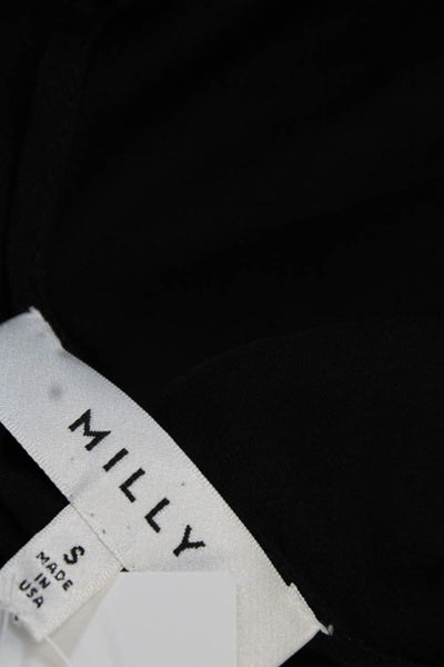 Milly Womens Black V-Neck Short Sleeve Silk Blend Classic Blouse Size S
