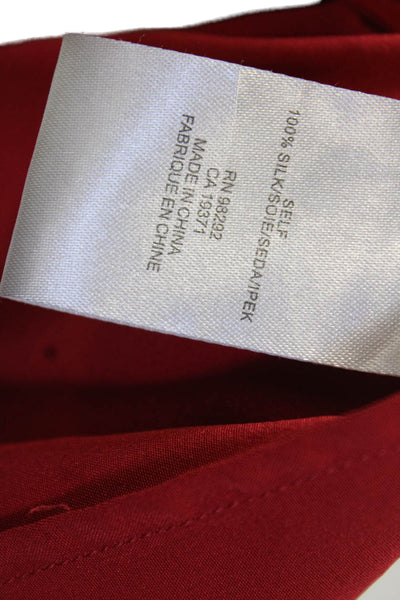 Tibi Womens Silk V-Neck Sleeveless Blouse Red Designer Size 4