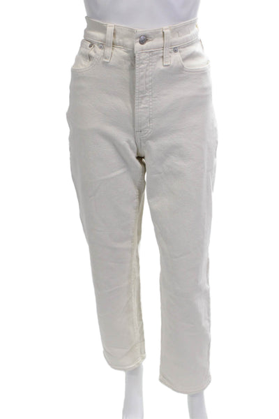 Madewell Women Cropped Ankle Jeans White High Rise Cotton Size 27