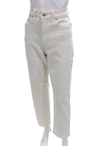 Madewell Women Cropped Ankle Jeans White High Rise Cotton Size 27