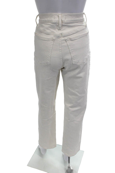 Madewell Women Cropped Ankle Jeans White High Rise Cotton Size 27