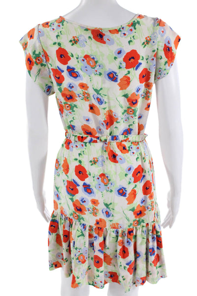 Ella Moss Women Fit & Flare V-Neck Silk Floral Sundress Multi-Color Size S