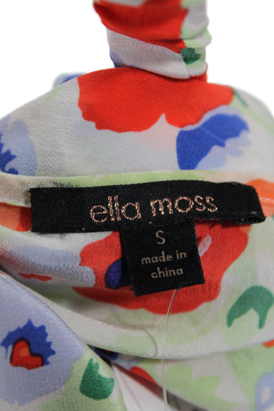 Ella Moss Women Fit & Flare V-Neck Silk Floral Sundress Multi-Color Size S