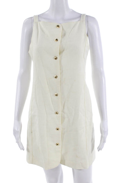 Wayf Women Beige Check Square Neck Sleeveless Shift Tank Dress Size XS