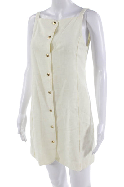 Wayf Women Beige Check Square Neck Sleeveless Shift Tank Dress Size XS