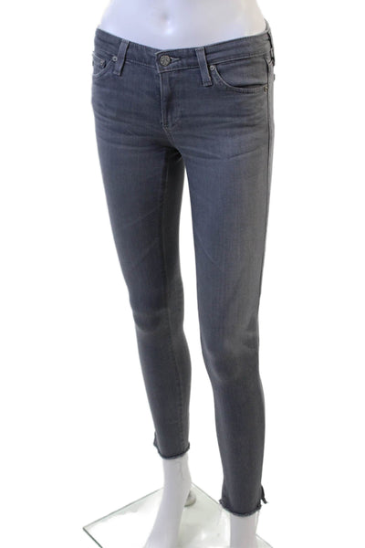 AG Women Ankle Skinny Jeans Gray Mid-Rise Designer Size 25