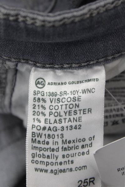 AG Women Ankle Skinny Jeans Gray Mid-Rise Designer Size 25