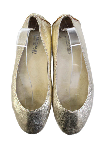 Michael Michael Kors Womens Slip On Round Toe Metallic Ballet Flats Gold Size 8