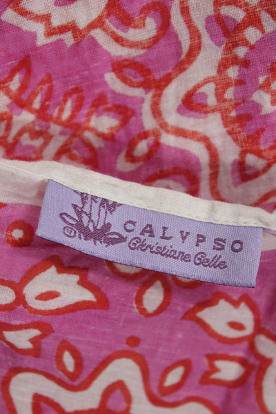 Calypso Christiane Celle Womens Beaded Trim Floral Woven Scarf Purple 80"x40"