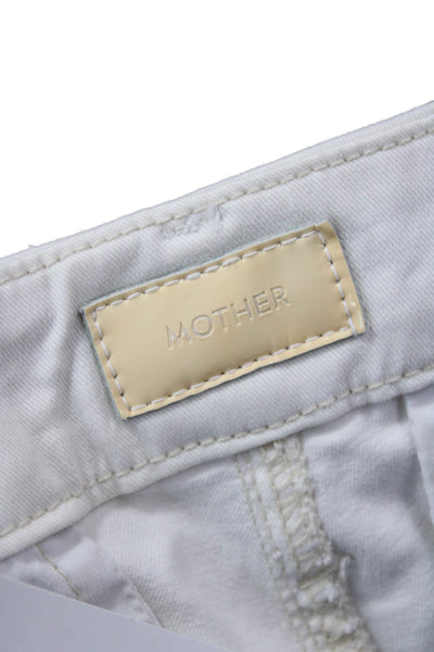 Mother Women Ankle Cropped Striped White Pants Size 26