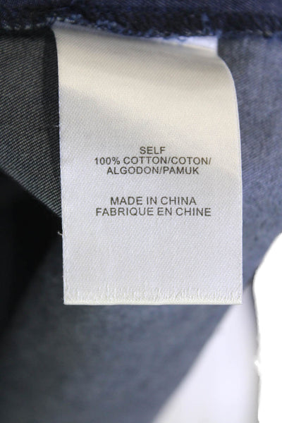 Tibi Women Shift Shirt Dress Dark Blue Cotton Button 3/4 Sleeve Size 4