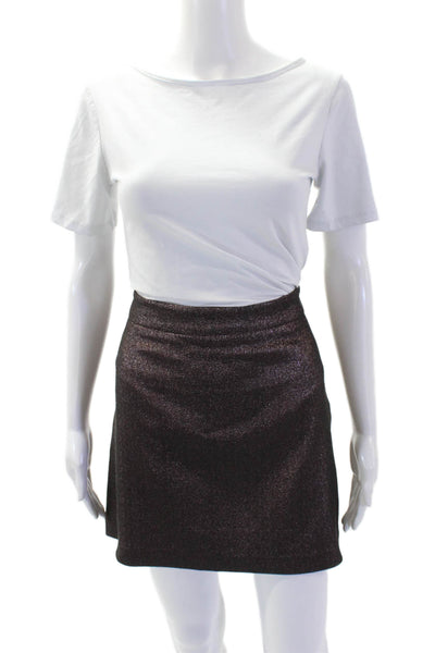 Milly Womens Textured Zip Lined Sparkly Short Skirt Purple Size 10